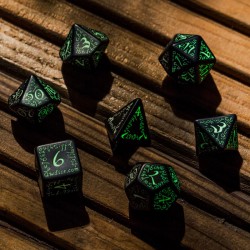 Set de dés - Elvish - Noir et vert - Fluorescent
