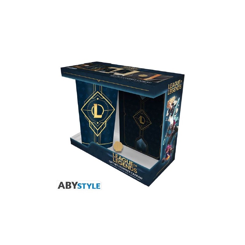 Gift Pack League of Legends - Verre XXl + Pin's + Carnet Hextech Logo