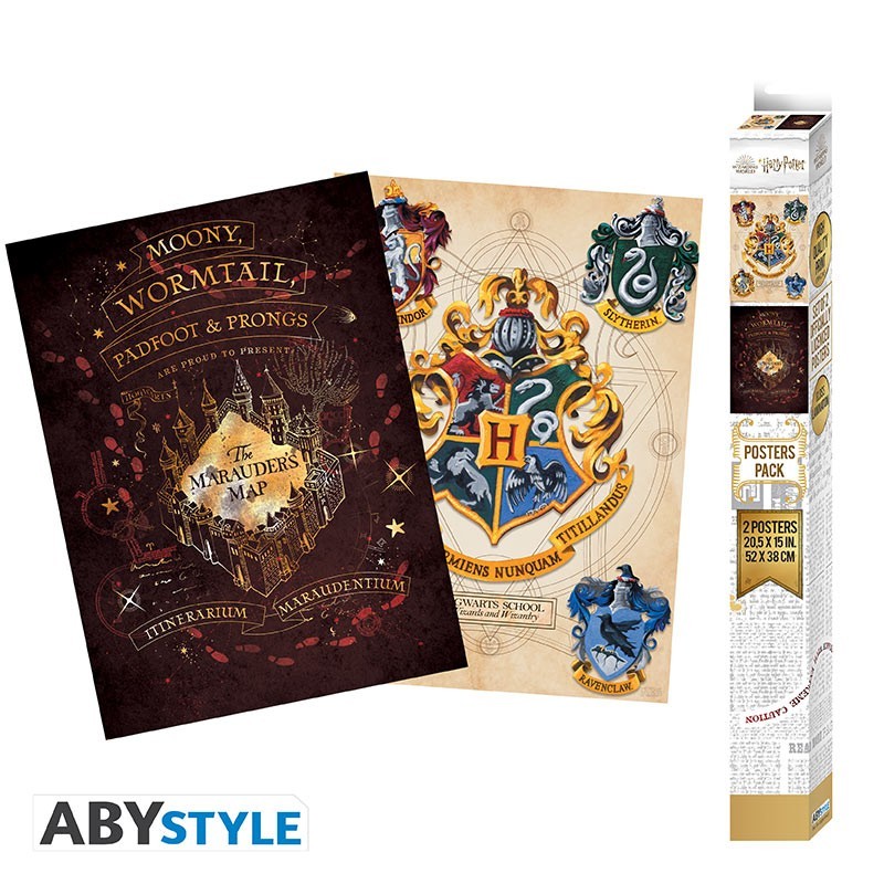 Set 2 Chibi Poster - Blason et Maraudeurs - Harry Potter