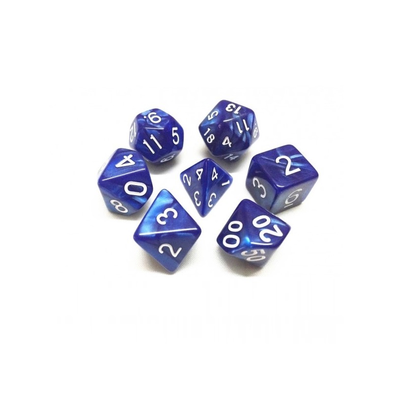 Set de dés - Bleu Nacré (avec boîte)