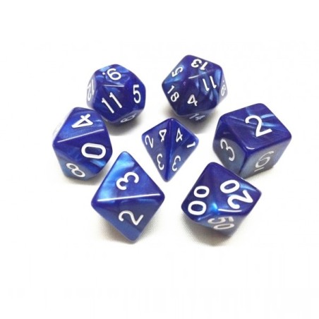 Set de dés - Bleu Nacré (avec boîte)