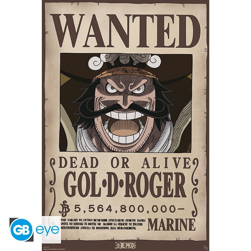Poster - Wanted Gol D. Roger - One Piece - Roulé et filmé