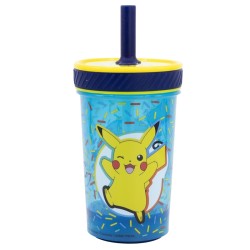Gobelet avec paille Anti-Chute - Pikachu confettis - Pokemon