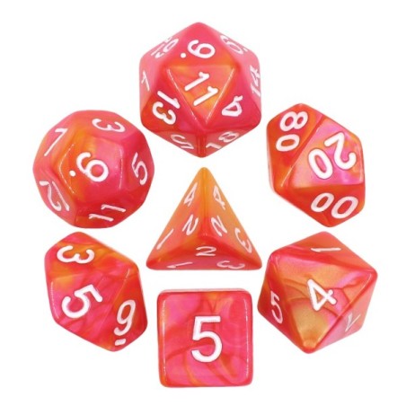 Set de dés - Fusion Orange & Fuchsia (avec boîte)