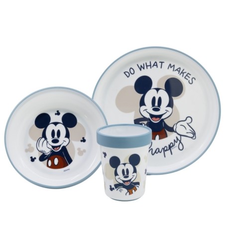 Set de vaisselle antidérapante - Mickey "Do what makes you Happy" - Mickey et ses amis