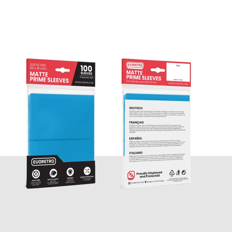 Protèges Cartes 100 pièces - Standard - Bleu Clair Matte