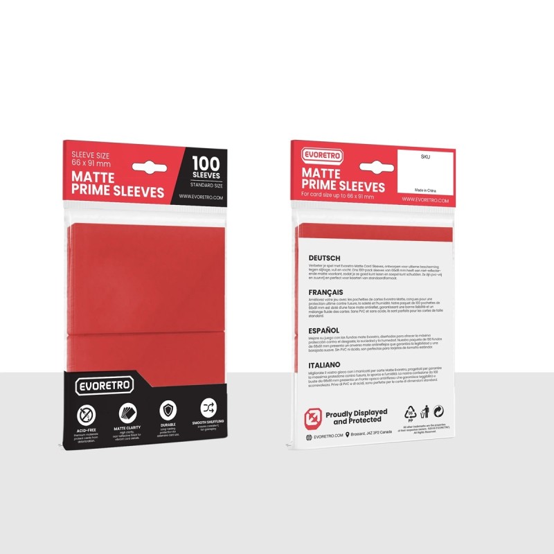 Protèges Cartes 100 pièces - Standard - Rouge Matte