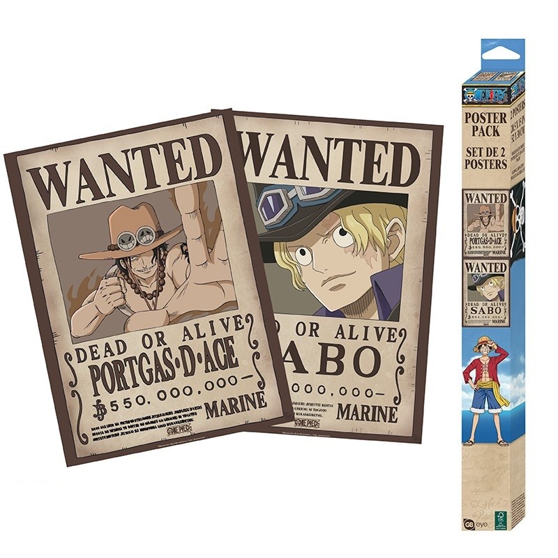 Set 2 Chibi Poster - Wanted Sabo & Ace - One Piece