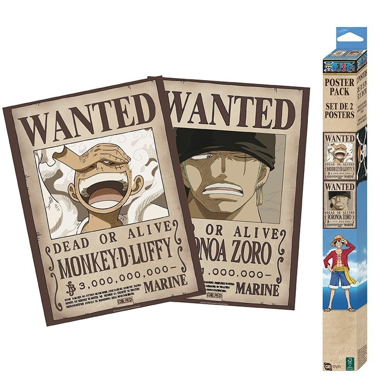 Set 2 Chibi Poster - Wanted Luffy & Zoro - One Piece