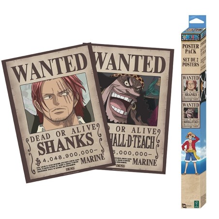 Set 2 Chibi Poster - Wanted Shanks & Teach - One Piece