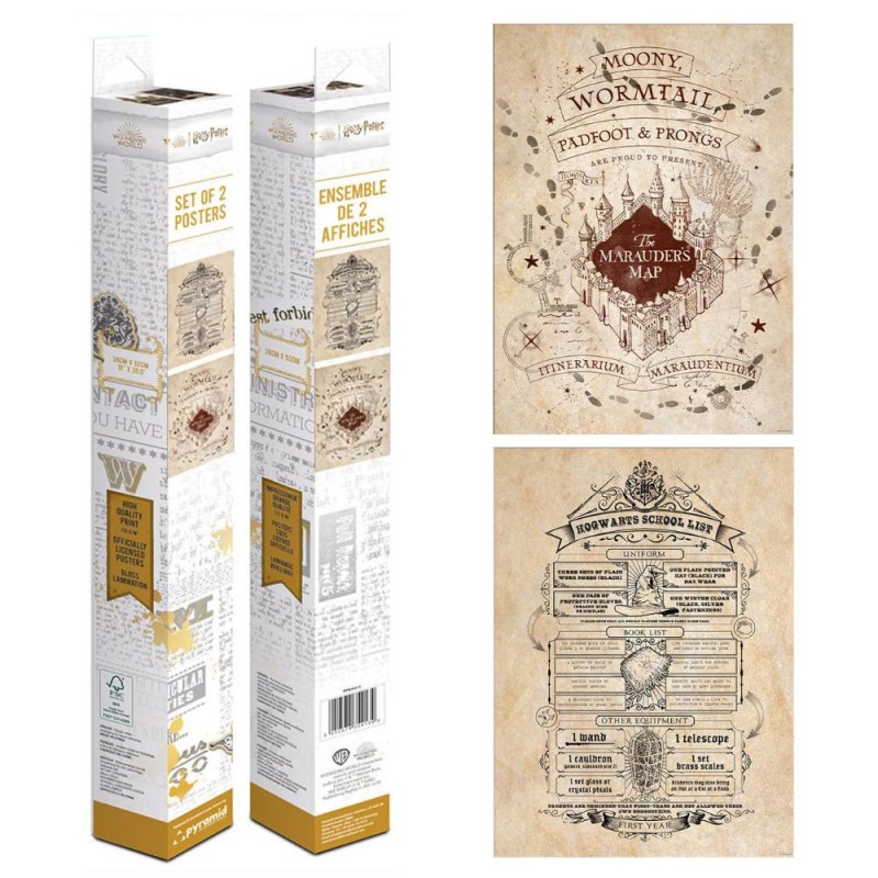 Set de 2 Chibi poster - Liste scolaire & Maraudeurs - Harry Potter