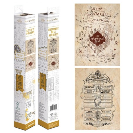 Set de 2 Chibi poster - Liste scolaire & Maraudeurs - Harry Potter
