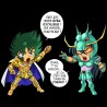 T-shirt - okiWoki - Papier, Caillou, Ciseau, Puits... 1,2,3 - Saint Seiya - Fond Noir - L Homme 