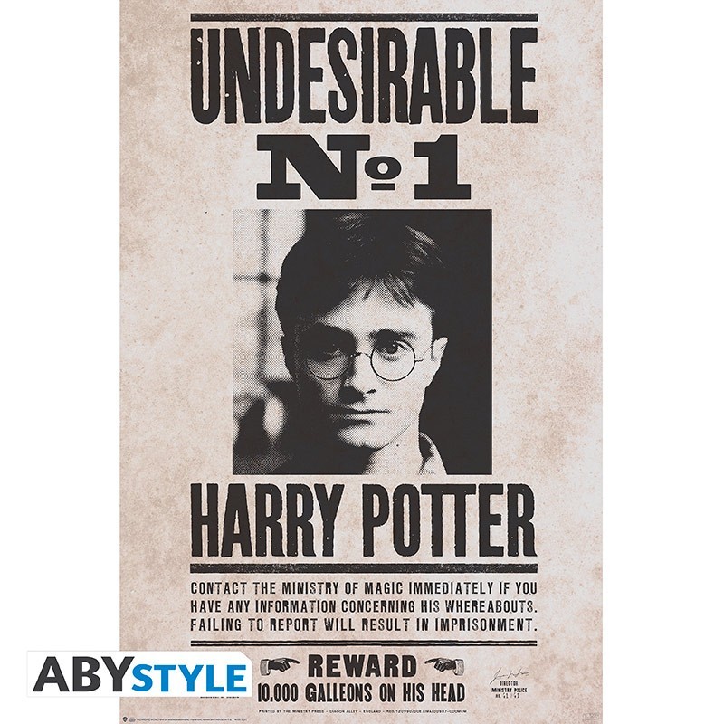 Poster - Harry Potter - Indésirable n°1 - roulé filmé (91.5x61)