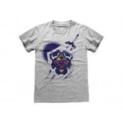 T-shirt - Zelda - Bouclier - Fond gris - M Homme 