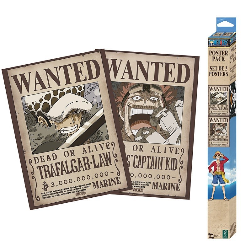 Set 2 Chibi Poster - Wanted Law et Kid - One Piece