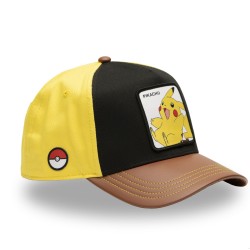 Casquette Baseball - Hello Pikachu (PU Marron/Noir) - Pokemon - U Unisexe 