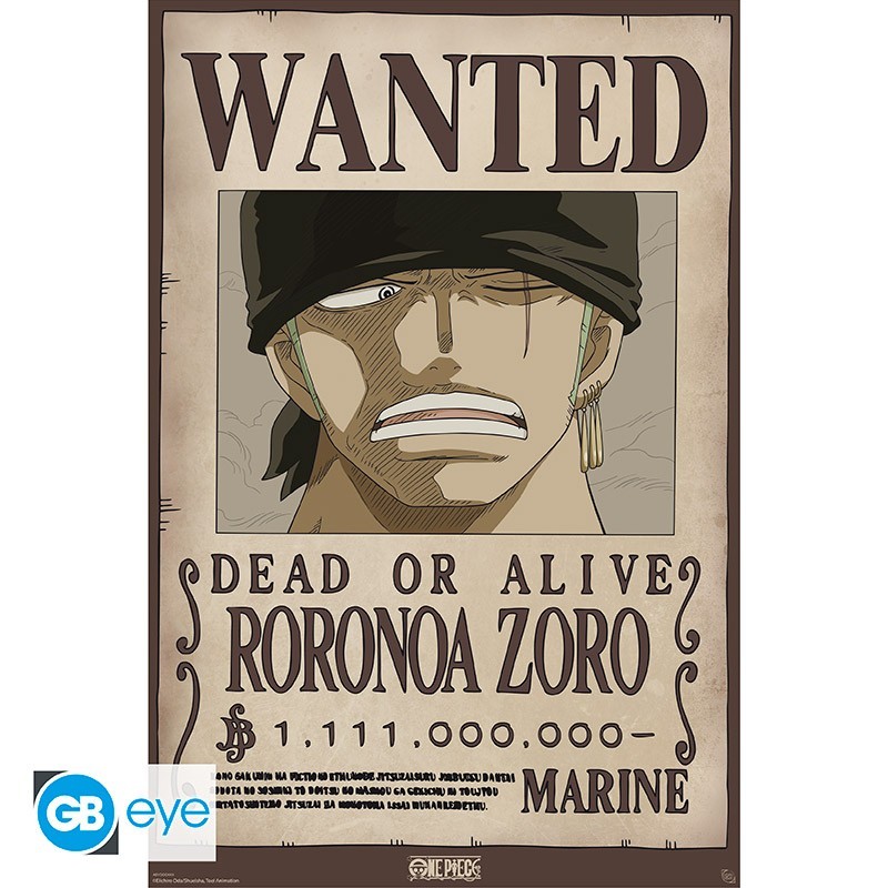 Poster - Wanted Zoro Wano - One Piece - Roulé et filmé