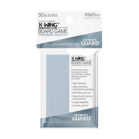 Protèges Cartes 50 pièces - Premium Protection - X-Wing Miniatures Game - Jeux de Plateau - Transparent