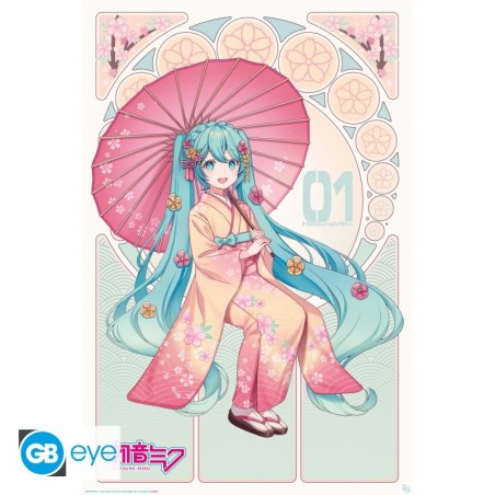 Poster - Miku Kimono - Vocaloid - Roulé & filmé