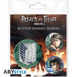 Pack de 3 Badges - Eren & Levi - L'Attaque des Titans