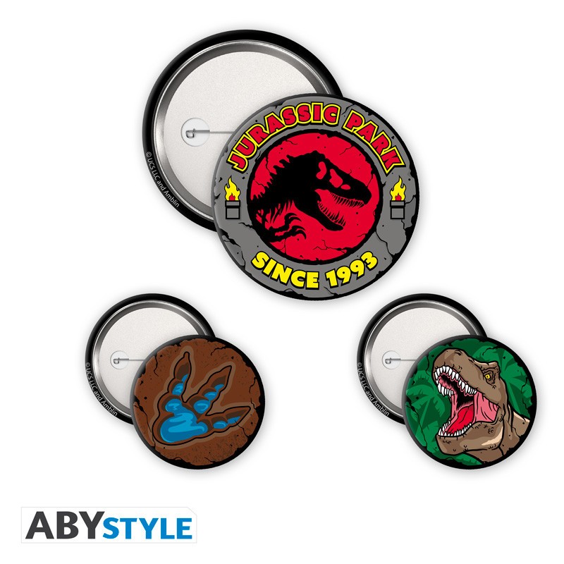 Pack de 3 Badges - Logo T-Rex - Jurassic Park