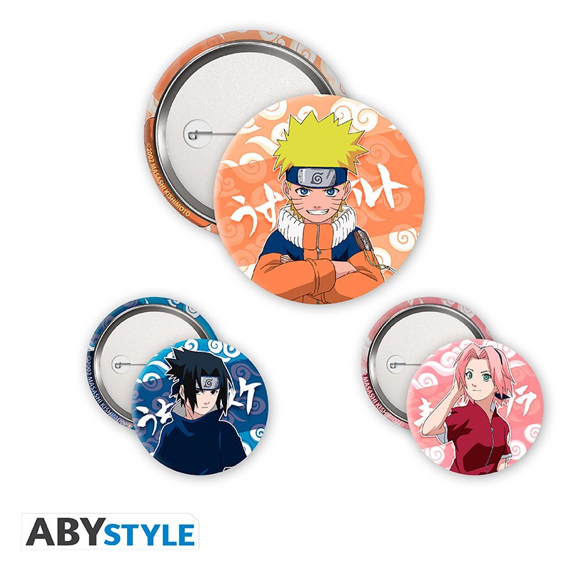 Pack de 3 Badges - Naruto, Sasuke, Sakura - Naruto