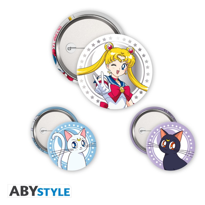 Pack de 3 Badges - Sailor Moon, Luna, Artemis - Naruto