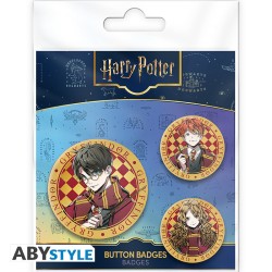 Pack de 3 Badges - Harry, Hermione & Ron - Harry Potter