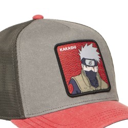Casquette Trucker Premium - Kakashi Sharingan (Rouge/Gris) - Naruto Shippuden - U Unisexe 