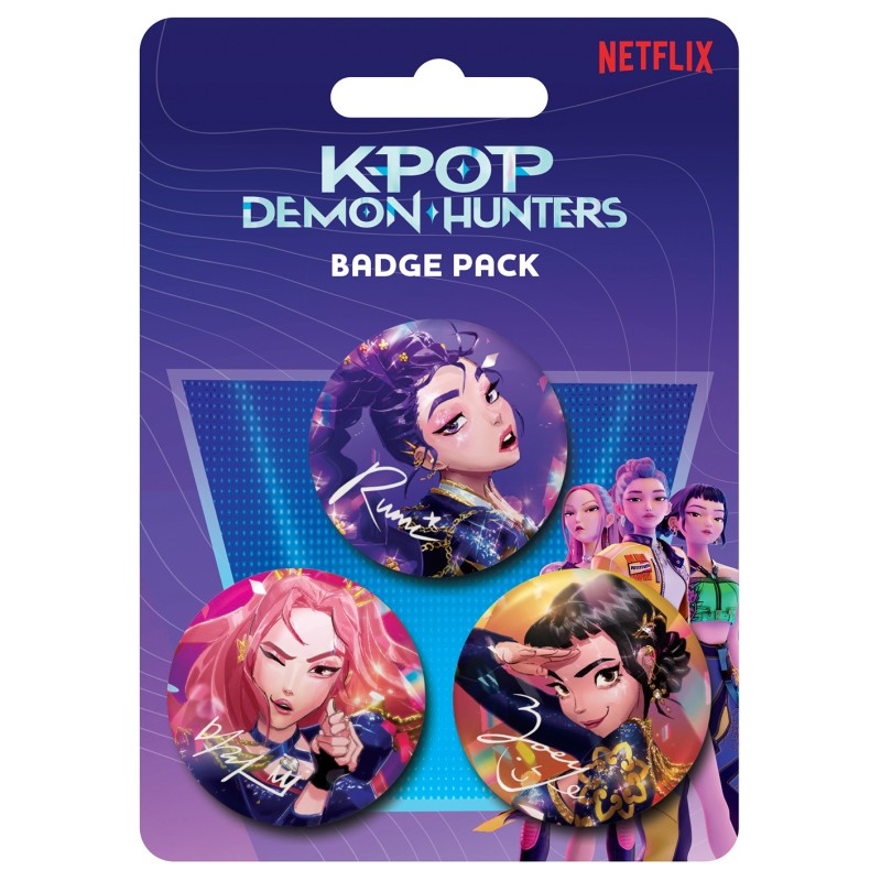Pack de 3 Badges - Rumi, Mira & Zoey - KPop Demon Hunters