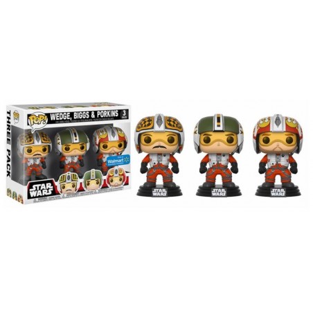 Pack de 3 - Pilots Wedge, Biggs et Porkins - Star Wars - POP Movies - Exclusive