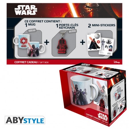 Gift Pack Star Wars - Mug 320ml + Porte-clés PVC + Sticker "Dark Vador"
